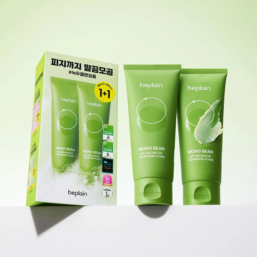 [혜리 클렌징/1+1] beplain 비플레인 녹두 약산성 클렌징폼 100ml, 2개 상세 이미지 3
