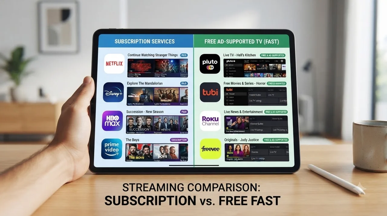 전통 OTT 구독 vs FAST 채널 주요 특징 및 차이점 비교