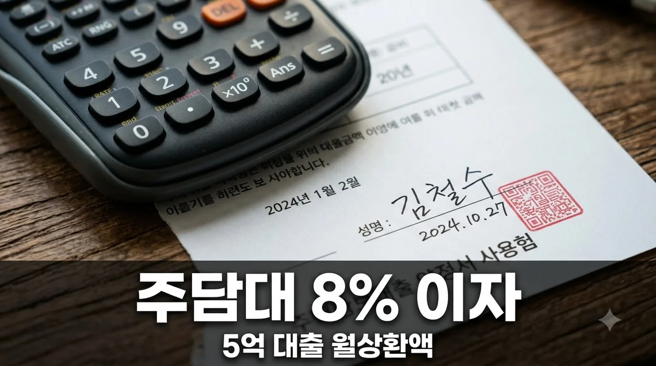 "주담대 8% 넘으면 어쩌나".. 5억 대출 이자 직접 계산해보니 깜짝 놀란 결과