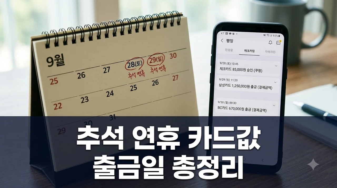 추석 카드대금 대출 상환일.. 9월28일 통장 잔고 부족하면 대참사?