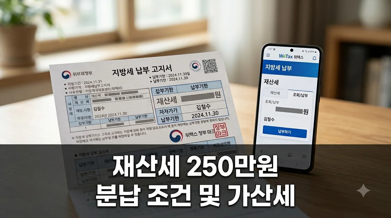 재산세 250만원 넘었다면? 한번에 내지 마세요.. 분납 조건과 가산세 총정리