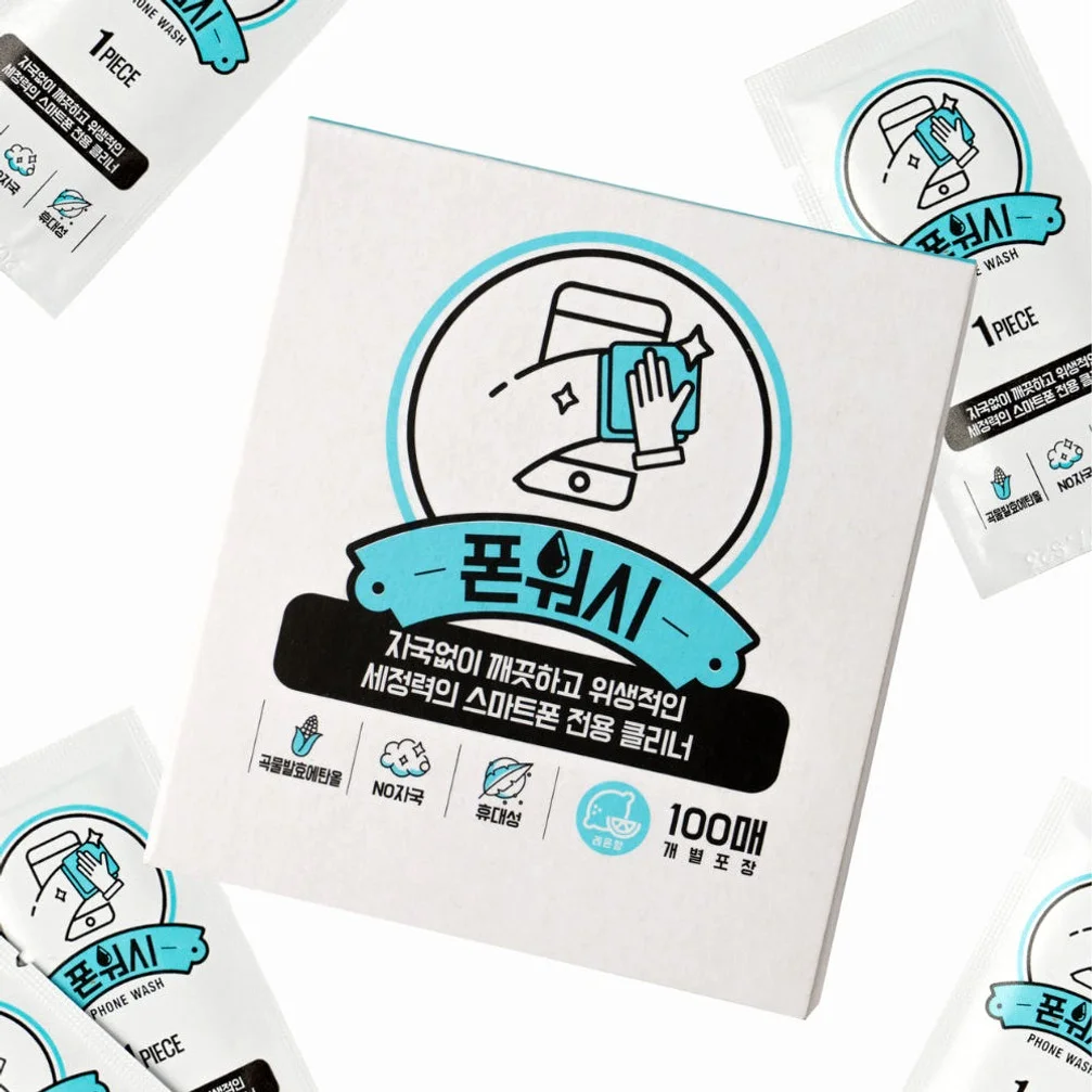 폰워시 스마트폰 클리너 알콜스왑 살균 소독 티슈 액정 세정제 100매 상세 이미지 2